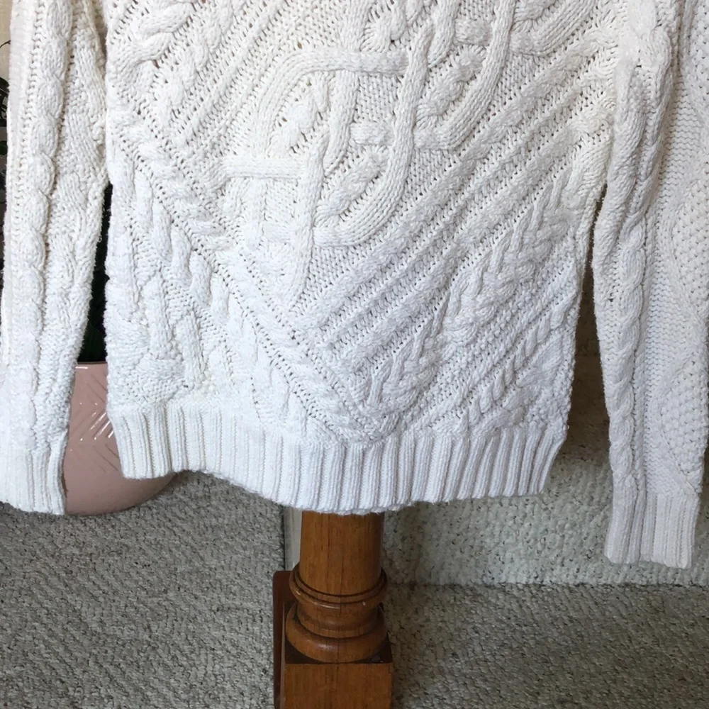 Polo Ralph Lauren White Cable Knit Pop Over Sweater - Picture 7 of 12